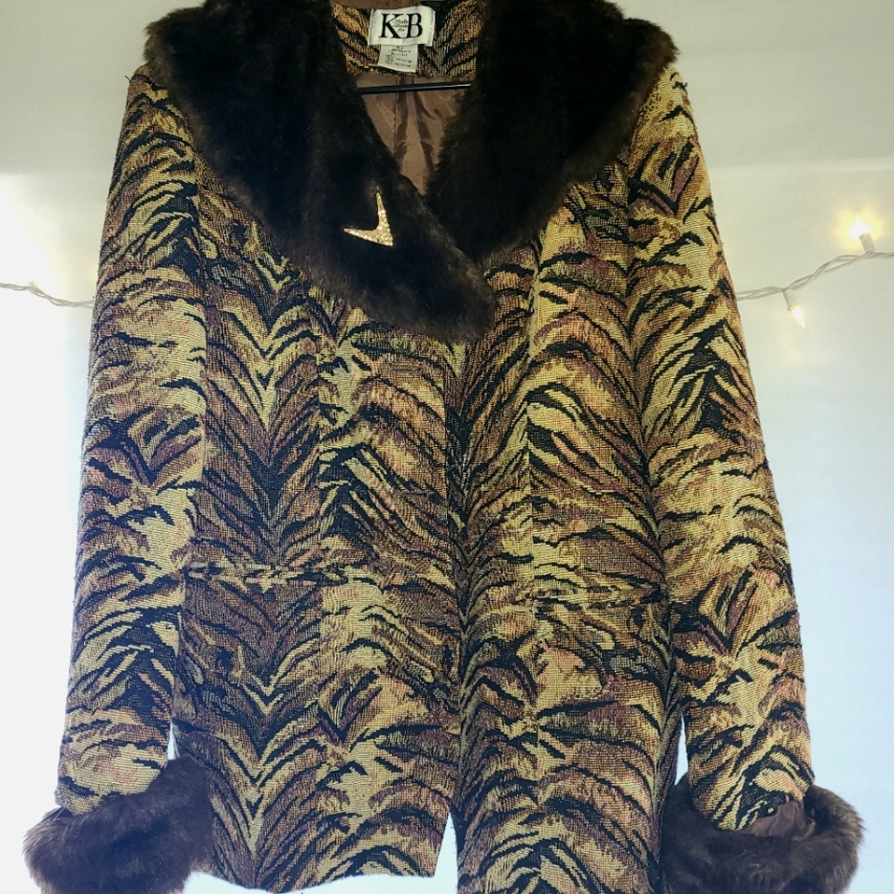 KB for Sella Louise Vintage 1980s 20W animal print coat